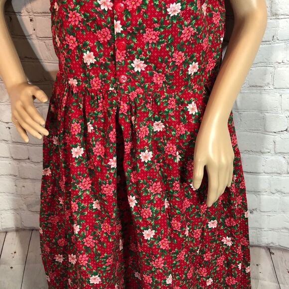 Vintage Handmade Holiday Poinsettia Smock … - Picture 3 of 10